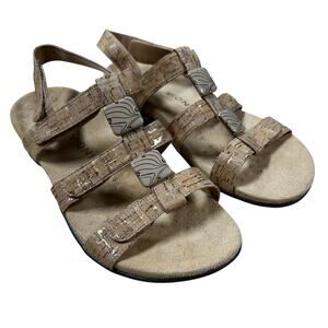 Vionic Amber Adjustable Sandal Gold Cork Women's Size 9 New Without Box